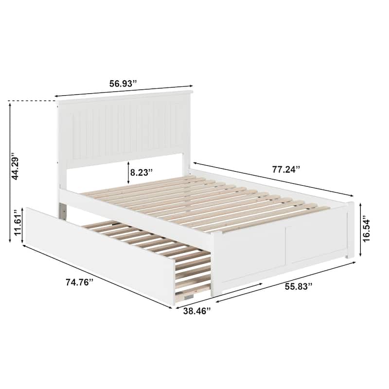 Nantucket Full Platform Bed with Footboard and Twin Trundle