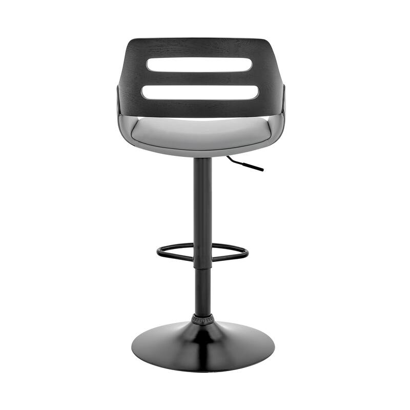 Karter Faux Leather and Wood Adjustable Swivel Bar Stool