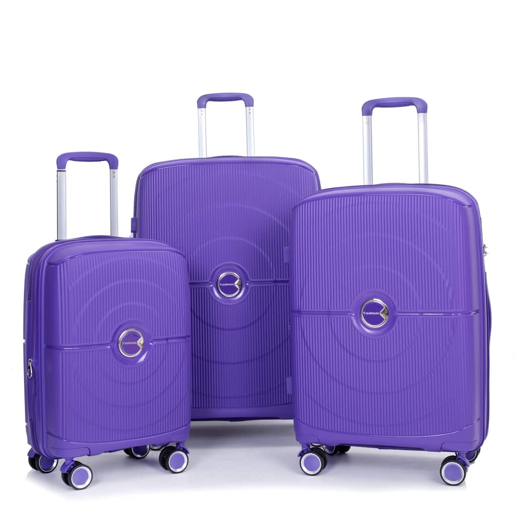 Expandable Hardshell Suitcase Double Spinner Wheels PP Luggage Sets 3-Piece Set (20/24/28)