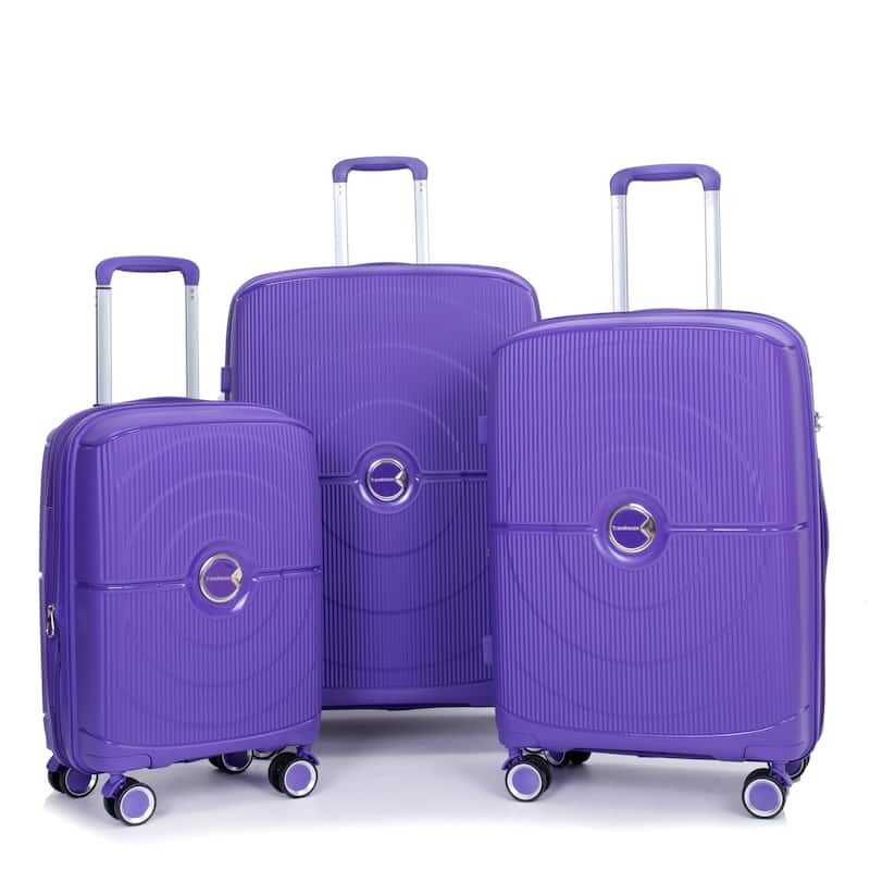Expandable Hardshell Suitcase Double Spinner Wheels PP Luggage Sets with TSA Lock,3-Piece Set (20/24/28) - Purple