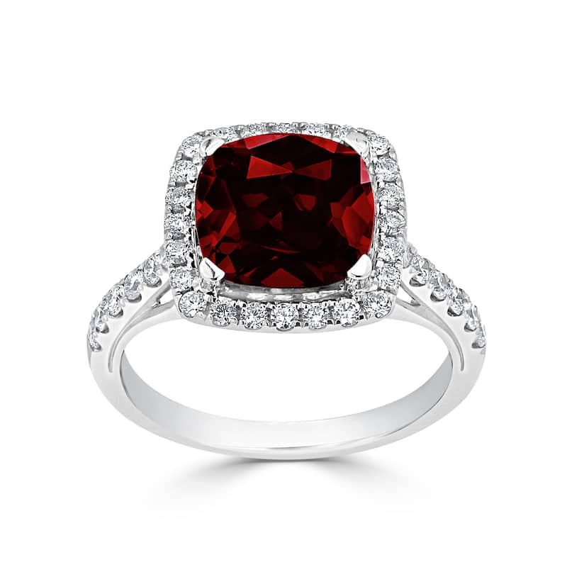 Auriya 2 3/4ct Cushion-cut Garnet and Halo Diamond Engagement Ring 1/2cttw 14k Gold