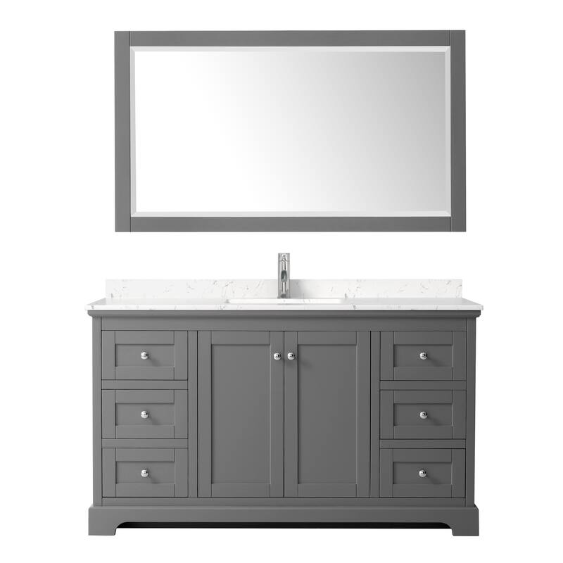 Avery 60 Inch Single Vanity, Cultured Marble Top, 58 Inch Mirror