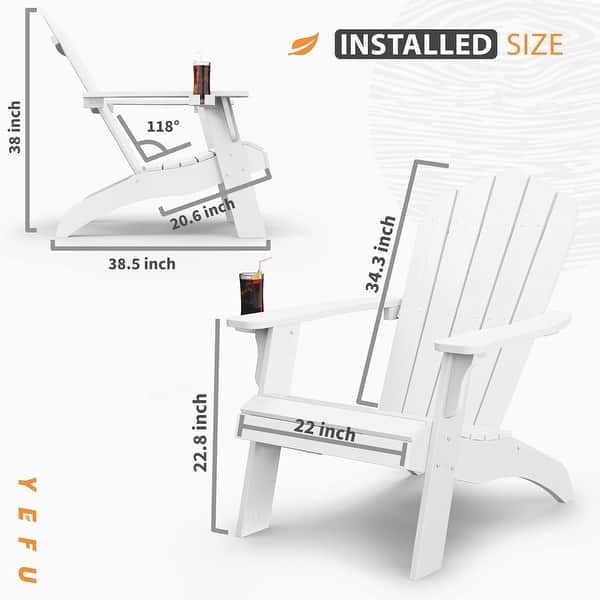 dimension image slide 3 of 7, WINSOON HIPS Oversized Adirondack Chair with Cup-Holder