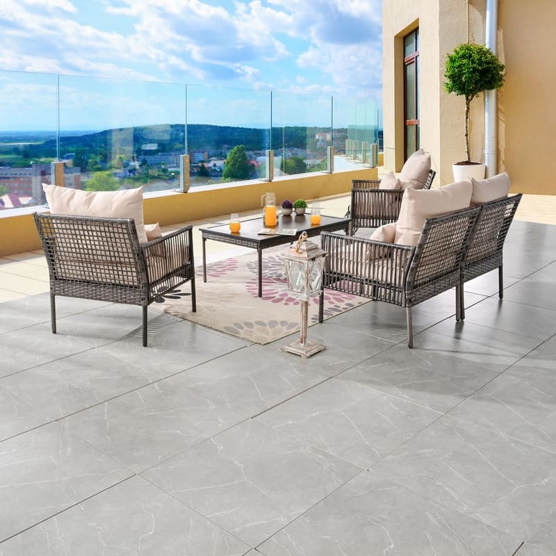 Patio Festival 4-Seater Wicker Conversation Set