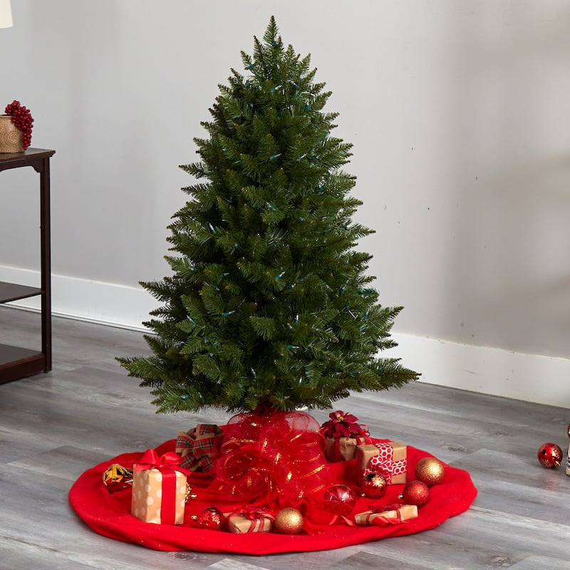 4ft. Spruce Artificial Christmas Tree with 200 Color Changing LED Lights & 400 Branches - Compact Tech Holiday X-Mas Tree