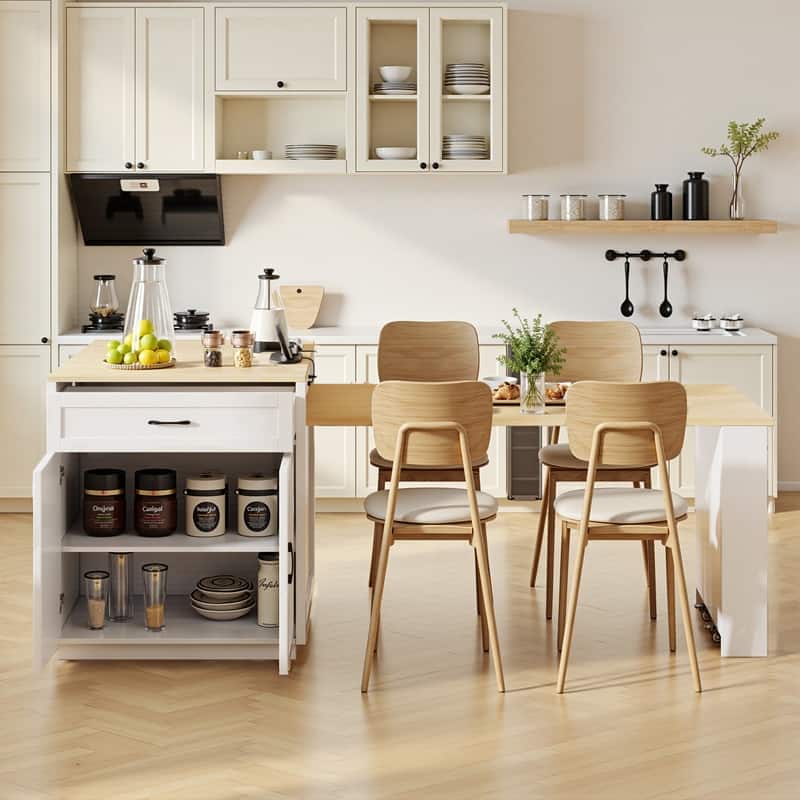 Betsy Kitchen Island with Extendable Dining Table for 4-6 Person