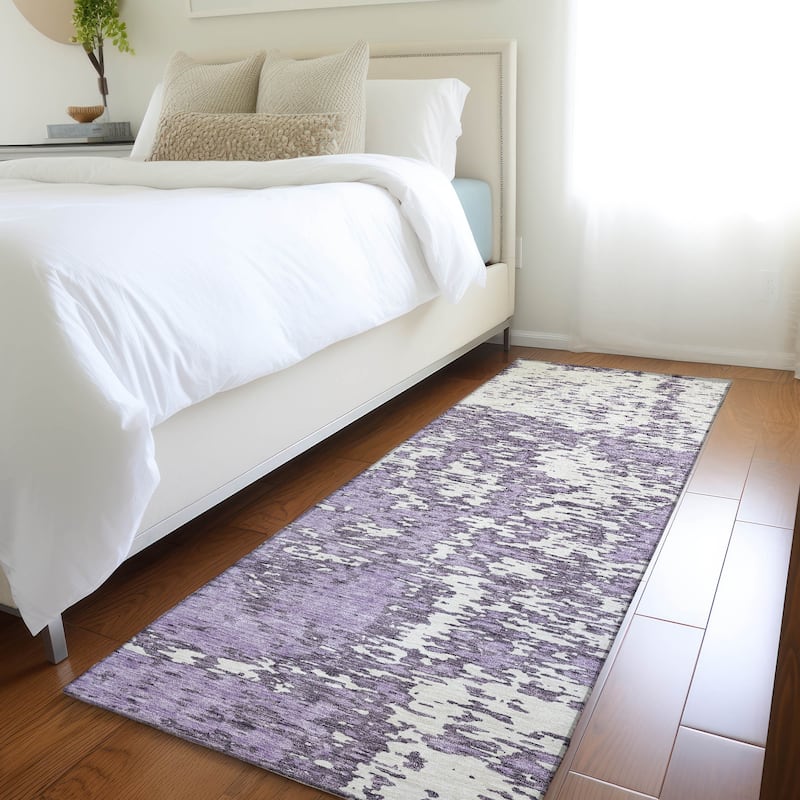 Premium Washable Super Soft Abstract Pixels Mayfield Rug - Lavender - 2'3" x 7'6"