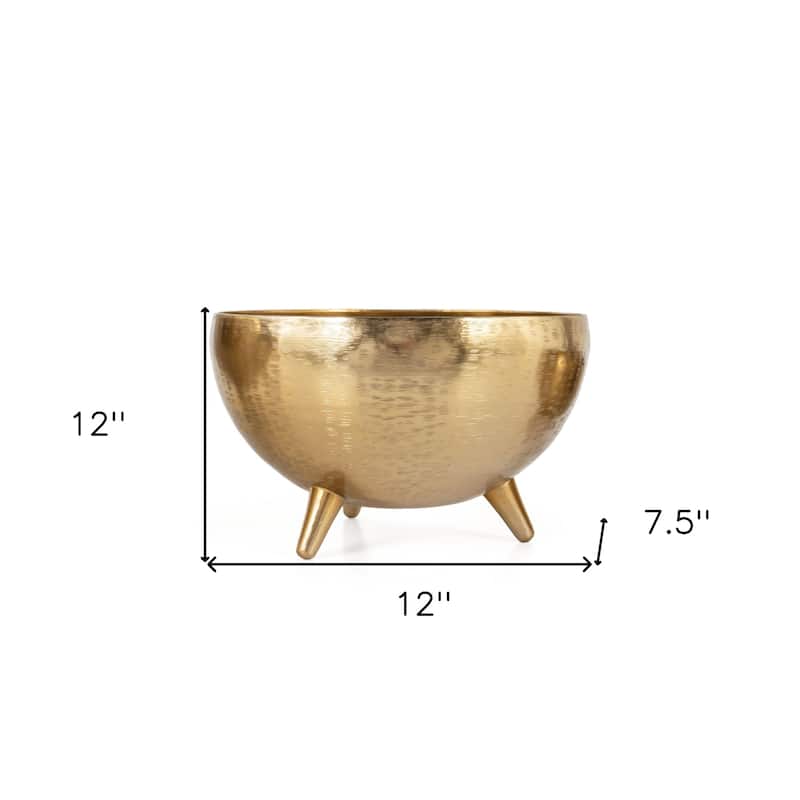 HomeRoots Set of Three Gold Metal Decorative Footed Bowls - 12' X '7.5' X '12