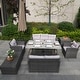 preview thumbnail 1 of 16, 7-Piece Patio Wicker Sofa Set with Aluminum Firepit Dining Table