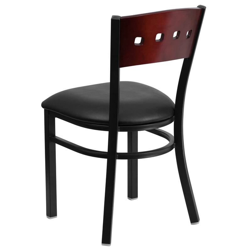 Black Decorative 4 Square Back Metal Restaurant Chair - 17"W x 21"D x 32"H - 17"W x 21"D x 32"H