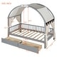 preview thumbnail 30 of 28, Wooden Twin Size Bed With Arched Roof and 2 Drawers