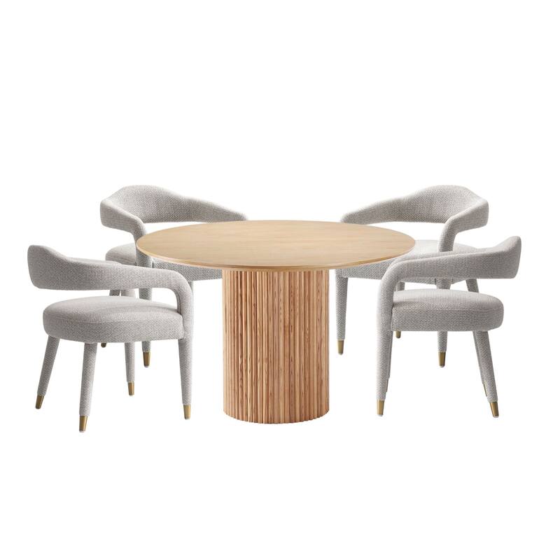 Manhattan Comfort 5-Piece Hathaway Modern 47.24 Solid Wood Round Dining Set