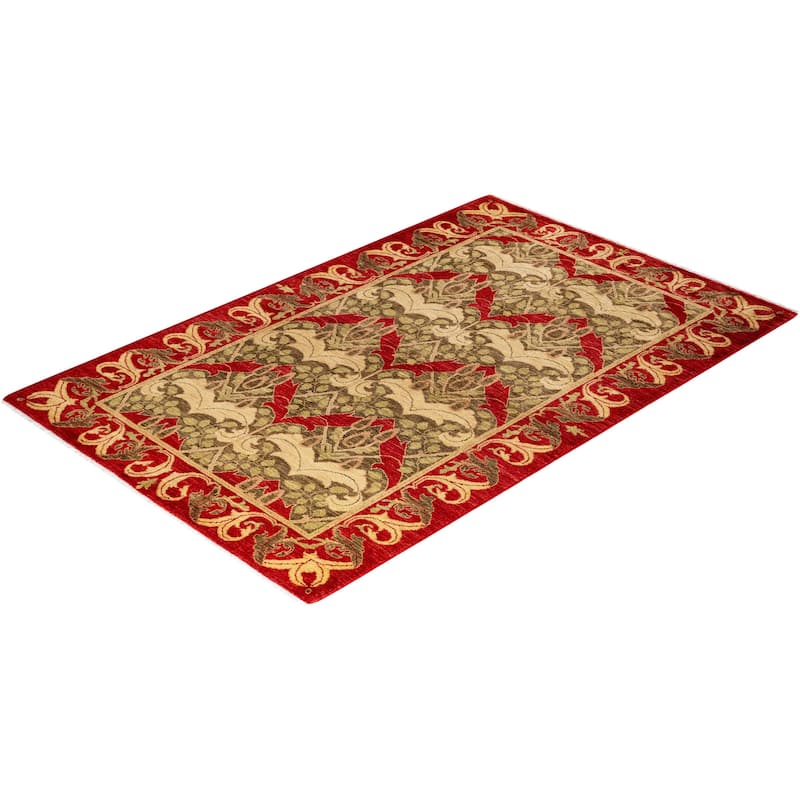 Contemporary Overdyed Wool Hand Knotted Area Rug - 4' 1" x 6' 3"