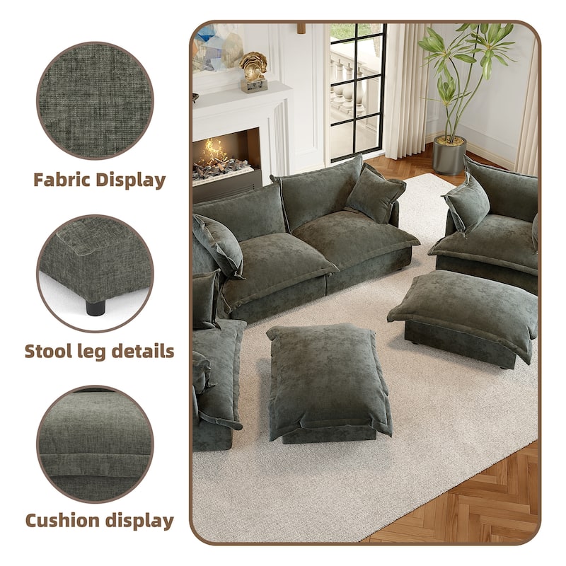 6-Piece Chenille Cloud Modular Living Room Set