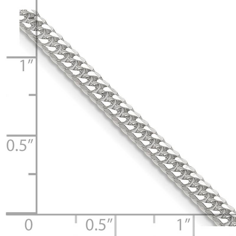 Curata 925 Sterling Silver 3.9mm Double Beveled Curb Chain Necklace