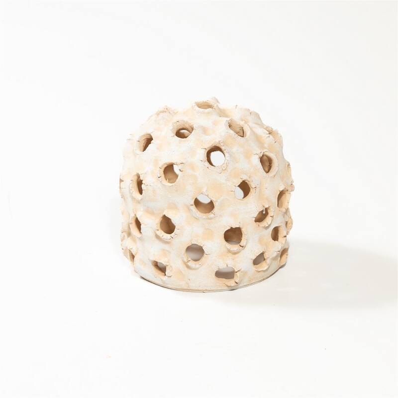 Small Dome Tabletop Clay Accent Decoration - 18" - Cream