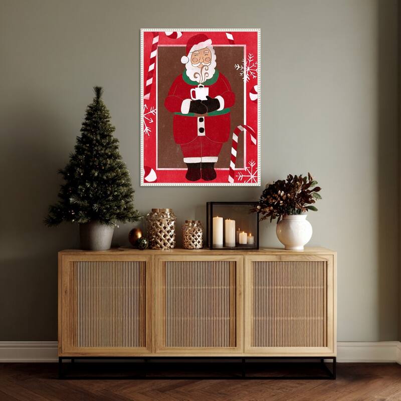 Cozy Cocoa Christmas II by June Erica Vess (23 x 30 in.), Framed Canvas Wall Art Print - Sylvie Beaded White