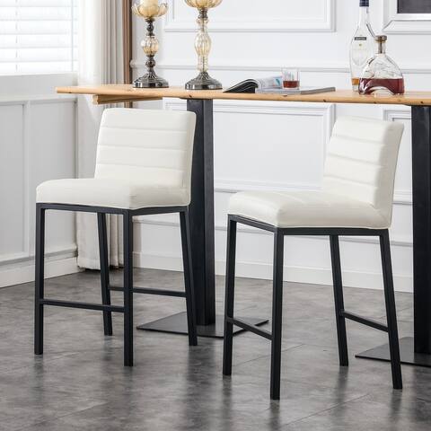 Cheap Modern Design High Counter Stool metal legs Kitchen Restaurant pu Bar Chair(set of 2)