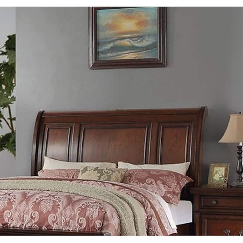 Traditional Style 1pc Bed Set Footboard Drawers Bun Feet Dark Cherry Finish