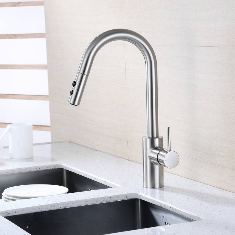 Luxier KTS21 Single Handle Pull Down Sprayer Kitchen Faucet