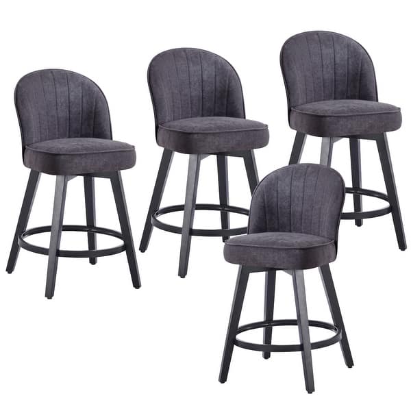 slide 2 of 9, HOMYKA Swivel Bar Stool with Wood Legs Set of 4 - N/A Dark Grey-Black Leg