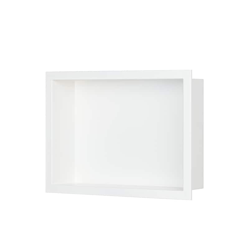 Stainless Steel 18 Gauge White Cream Rectangular Recessed Shower Niche - 16"x12"