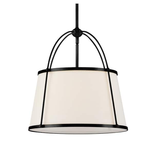 slide 2 of 12, Hinkley Lighting Clarke Single Light 16" Wide Pendant Black / Off-White