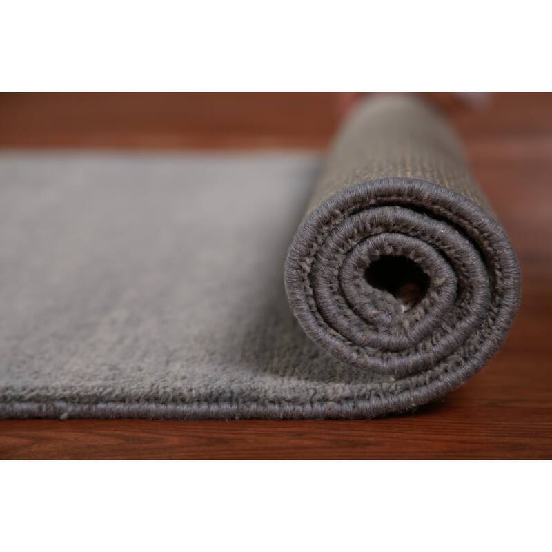 Hand Knotted Oriental 100% Wool Carpet Modern Solid Greys & Charcoal Gabbeh Runner Rug - 10' 1'' X 3' 1''