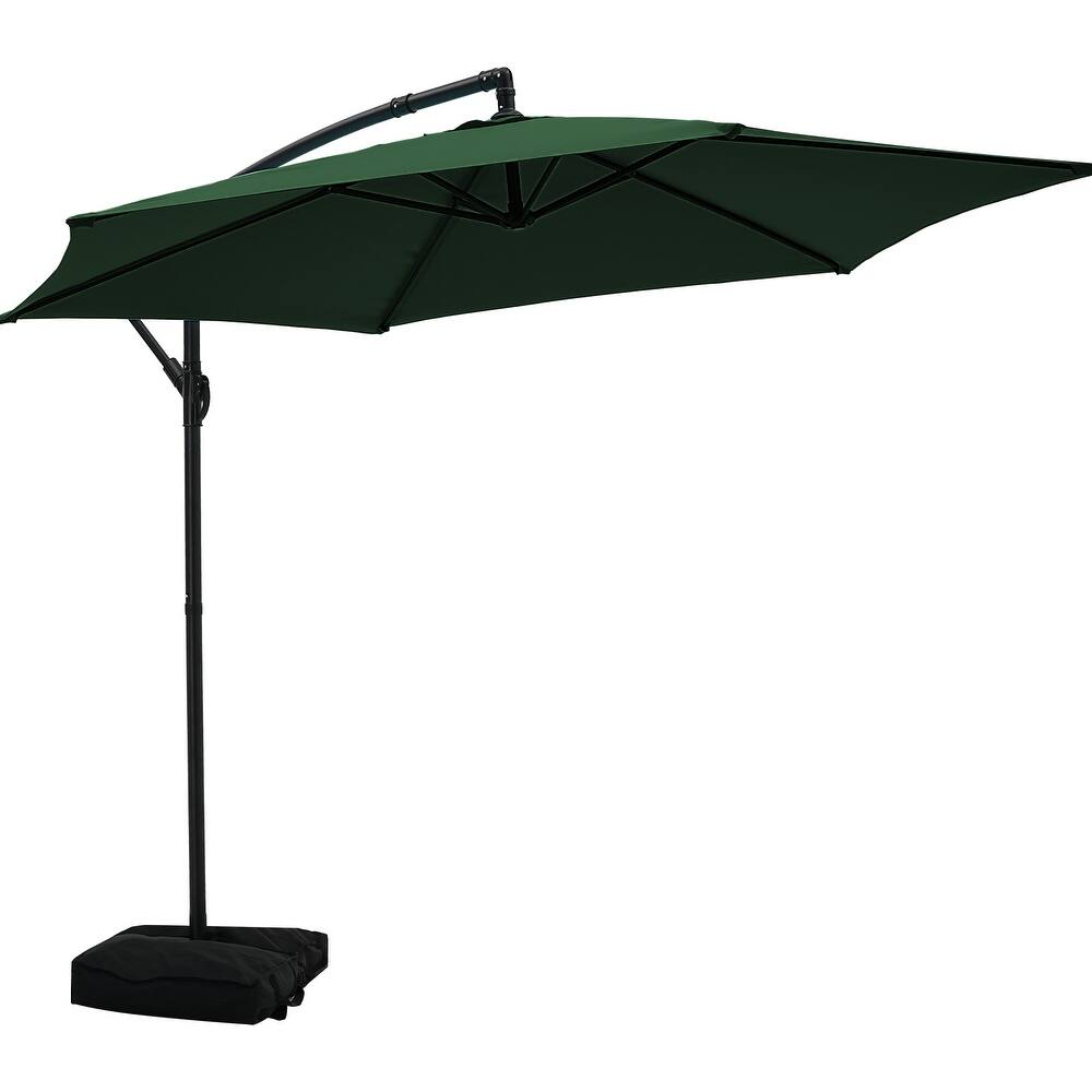 Autlaycil 10ft Offset Hanging Market Patio Umbrella with Base