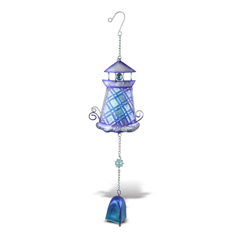 CoTa Global Purple Lighthouse Hanging Sea Glass Wind Chime, 17.72 Inch