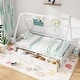 preview thumbnail 16 of 18, Costway Twin Size House Bed with Roof Safety Guardrail 2 Storage