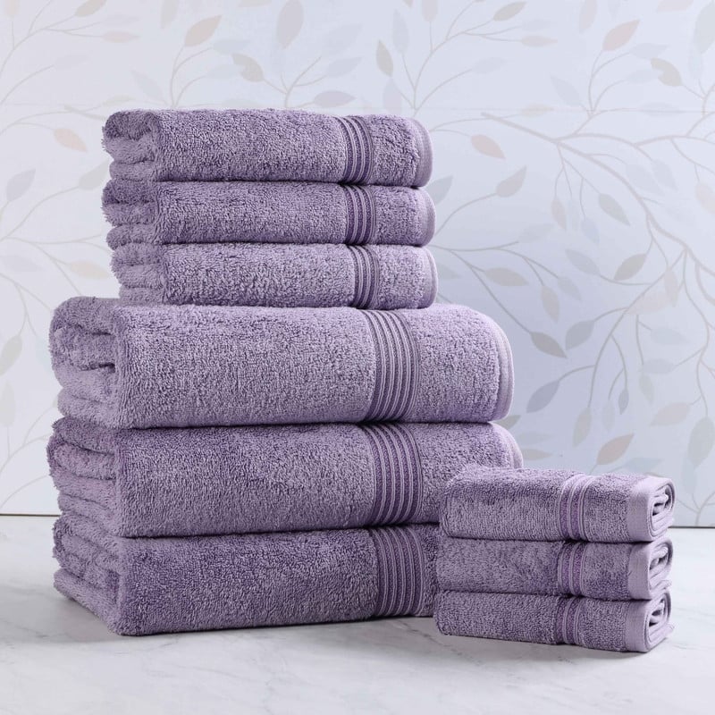 Superior Heritage Egyptian Cotton Absorbent 9-Piece Towel Set - Royal Purple