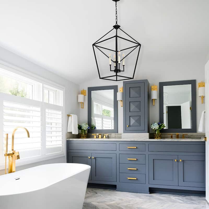 4 - Light Dimmable Lantern Geometric farmhouse Chandelier