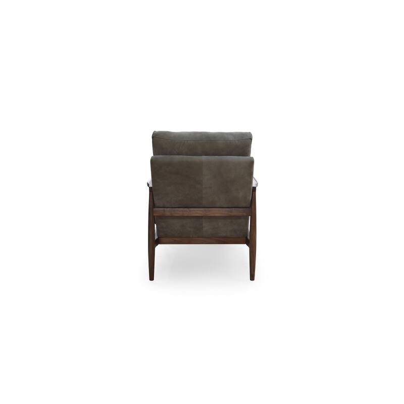 NADAAL STUDIOS Thalina Accent Chair,Walnut Frame with Wide Curved Arms in Top Grain Leather, Brown