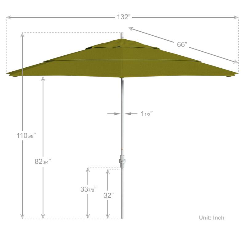 Perry 11ft Round Crank Lift Collar Tilt Aluminum Patio Umbrella by Havenside Home, Base Not Included