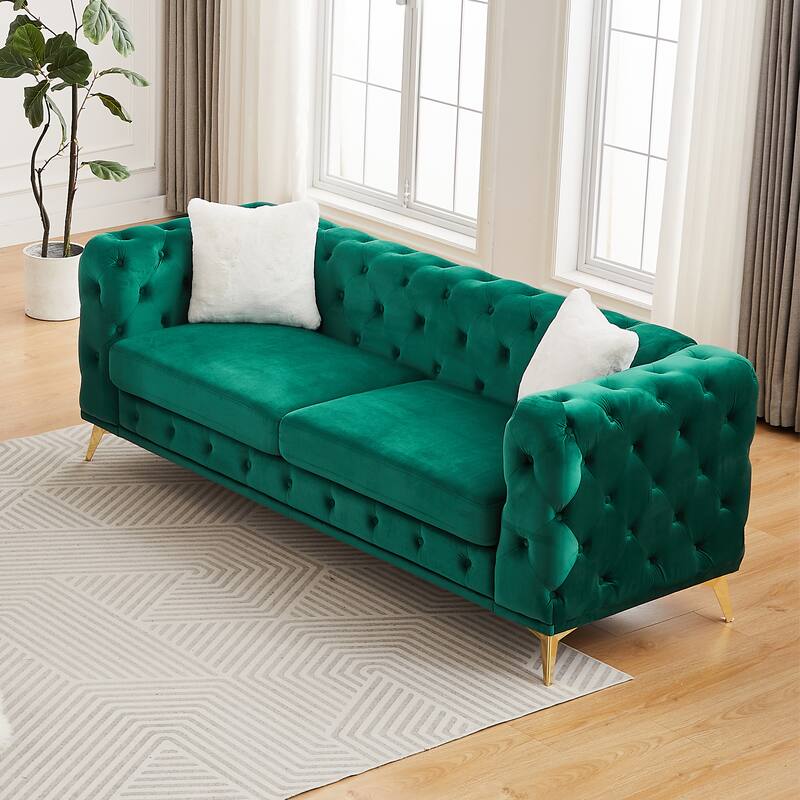 Modern Luxury Velvet Sofa with Chesterfield Quilted Button Accents