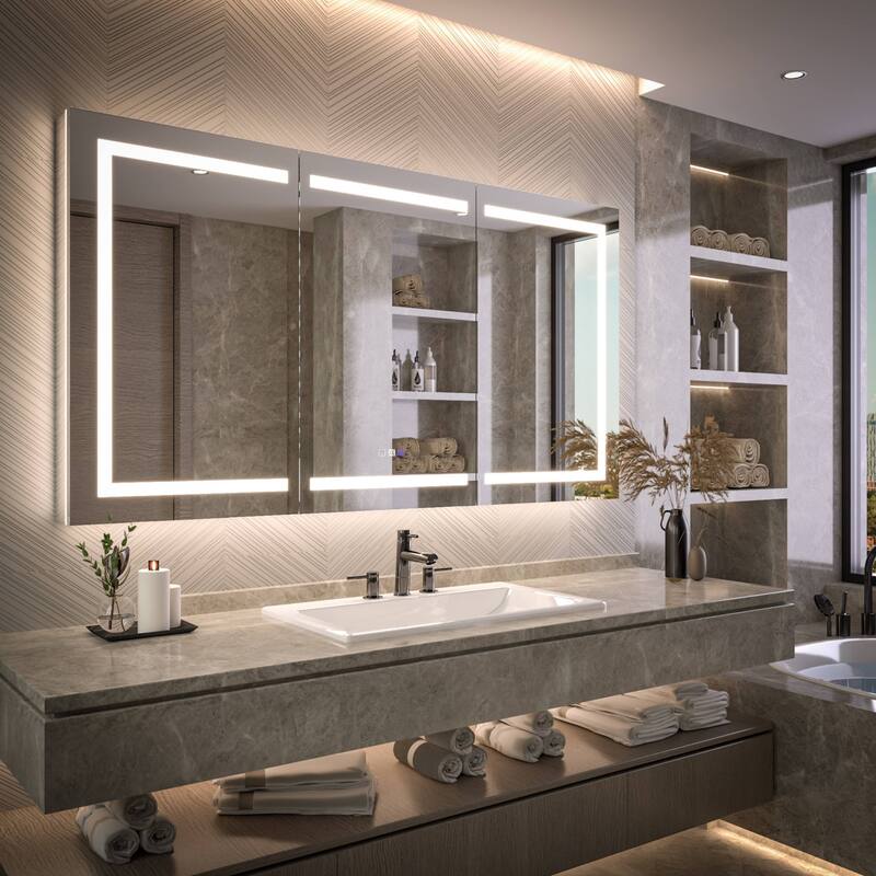 Modland 48"-72"W x 36"H Lighted Bathroom Medicine Cabinet with Backlit & Frontlit Modes,Anti-Fog