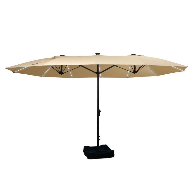 15ft Double-Sided Patio Umbrella with Lights Large Outdoor Umbrella