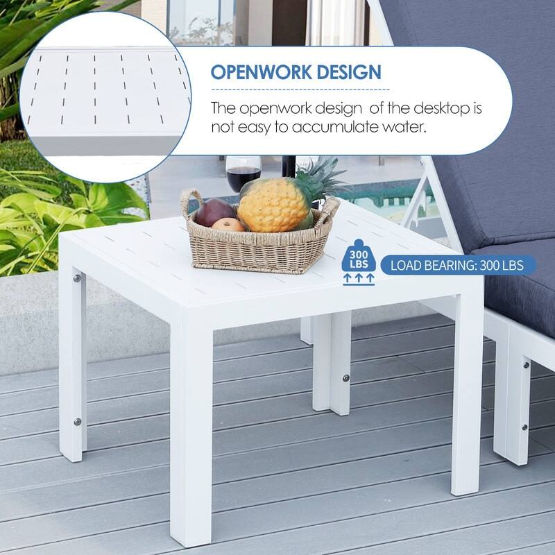 FINCATI White Aluminum Modern Patio Furniture Sectional Sofa Set with Cushion