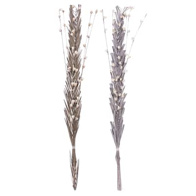 Dried Plant Pigeon pea Tall Sticks Home Decor Natural Foliage - Set of 2 Brown - Roche River Decor