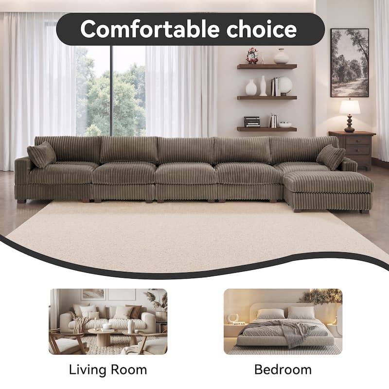 Oversized Plush Modular Sectional Sofa Couch with Ottoman