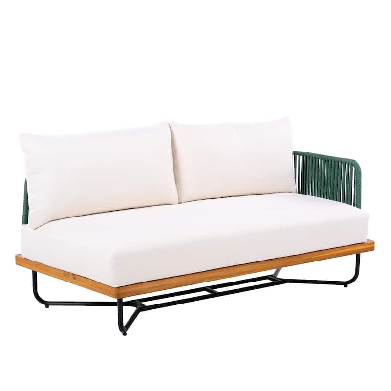 Christopher Knight Home - Evelyn Patio Outdoor Acacia Wood Rope Sofa Set