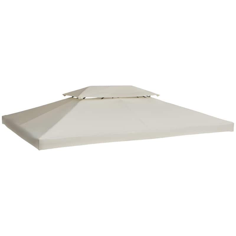 Outsunny 13' x 10' Gazebo Replacement Canopy 2 Tier Top UV Cover Pavilion Garden Patio Outdoor, Cream White (TOP ONLY)