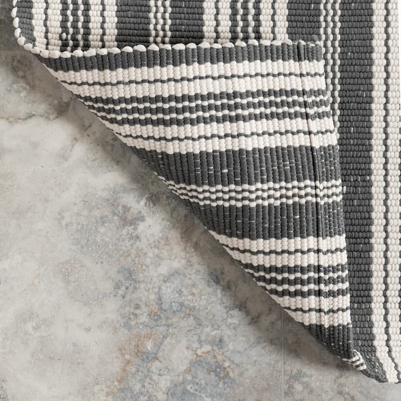 Home Conservatory Ticking Stripe Handwoven Indoor/Outdoor Area Rug