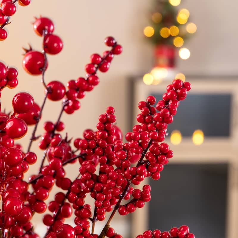 Glitzhome Christmas Red Sleigh Frosted Boot Floral Metal Potted Tree Table Decor