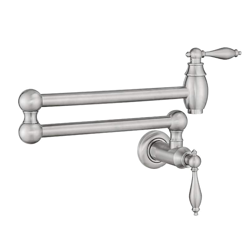 Wall-Mounted Pot Filler Faucet with Dual Handles and 25.2" Extension