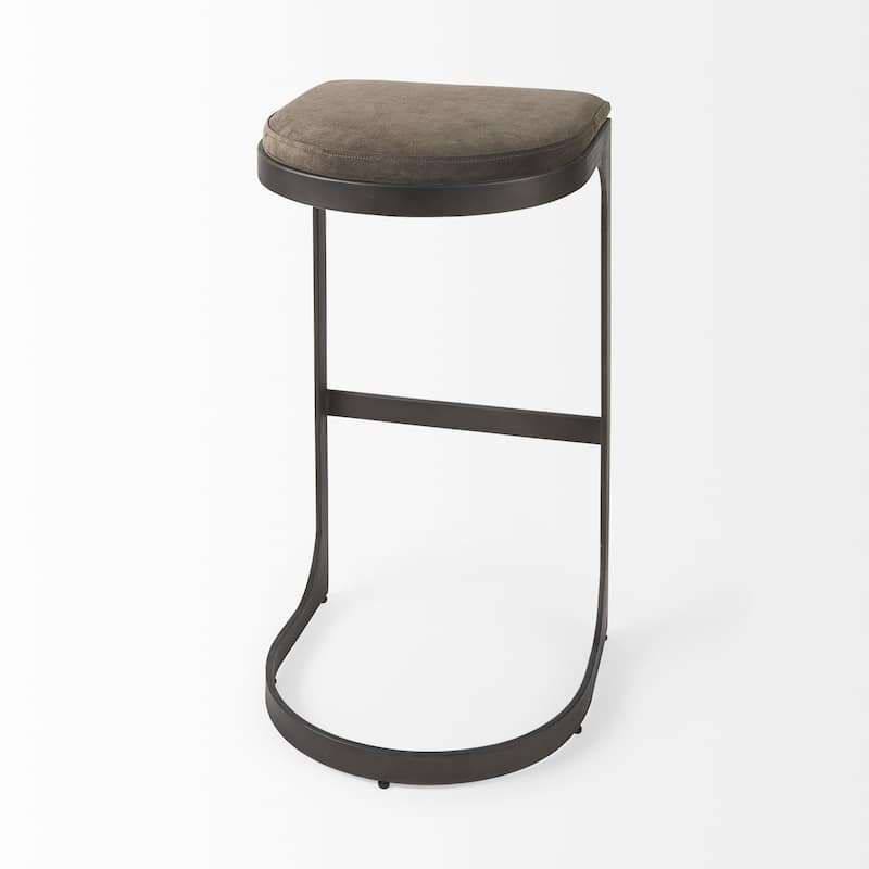 Faux Leather Backless Metal Bar Stools with Footrest