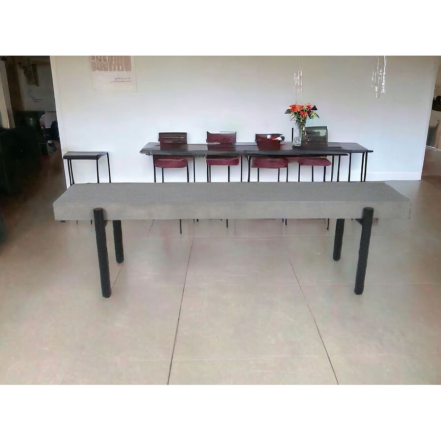 HomeRoots 63" Gray and Black Concrete Dining Bench - 63