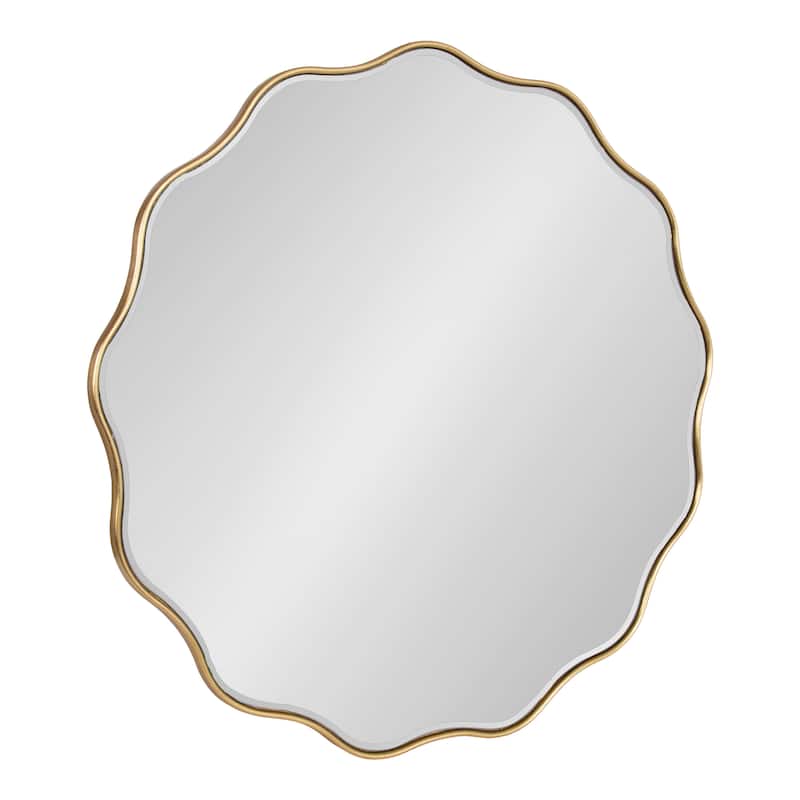 Kate and Laurel Viona Round Scalloped Mirror - 32" Diameter - Gold