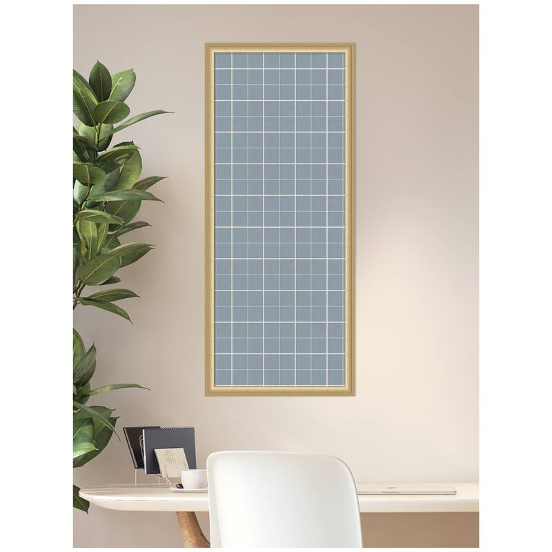 Kate and Laurel Framed Fabric Pinboard Light Blue Plaid Wall Organization